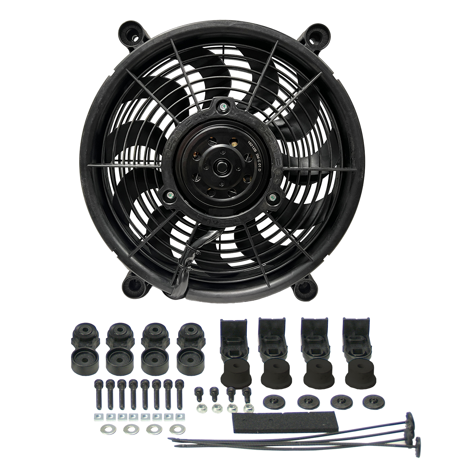 12'' H.O. Single RAD Pusher/Puller Fan with Premium Mount Kit - 12-3/4''W x 12-3/4''H x 2-5/8''D