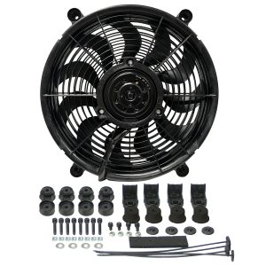 14'' H.O. Single RAD Pusher/Puller Fan with Premium Mount Kit - 14-1/2''W x 14-1/2''H x 2-5/8''D